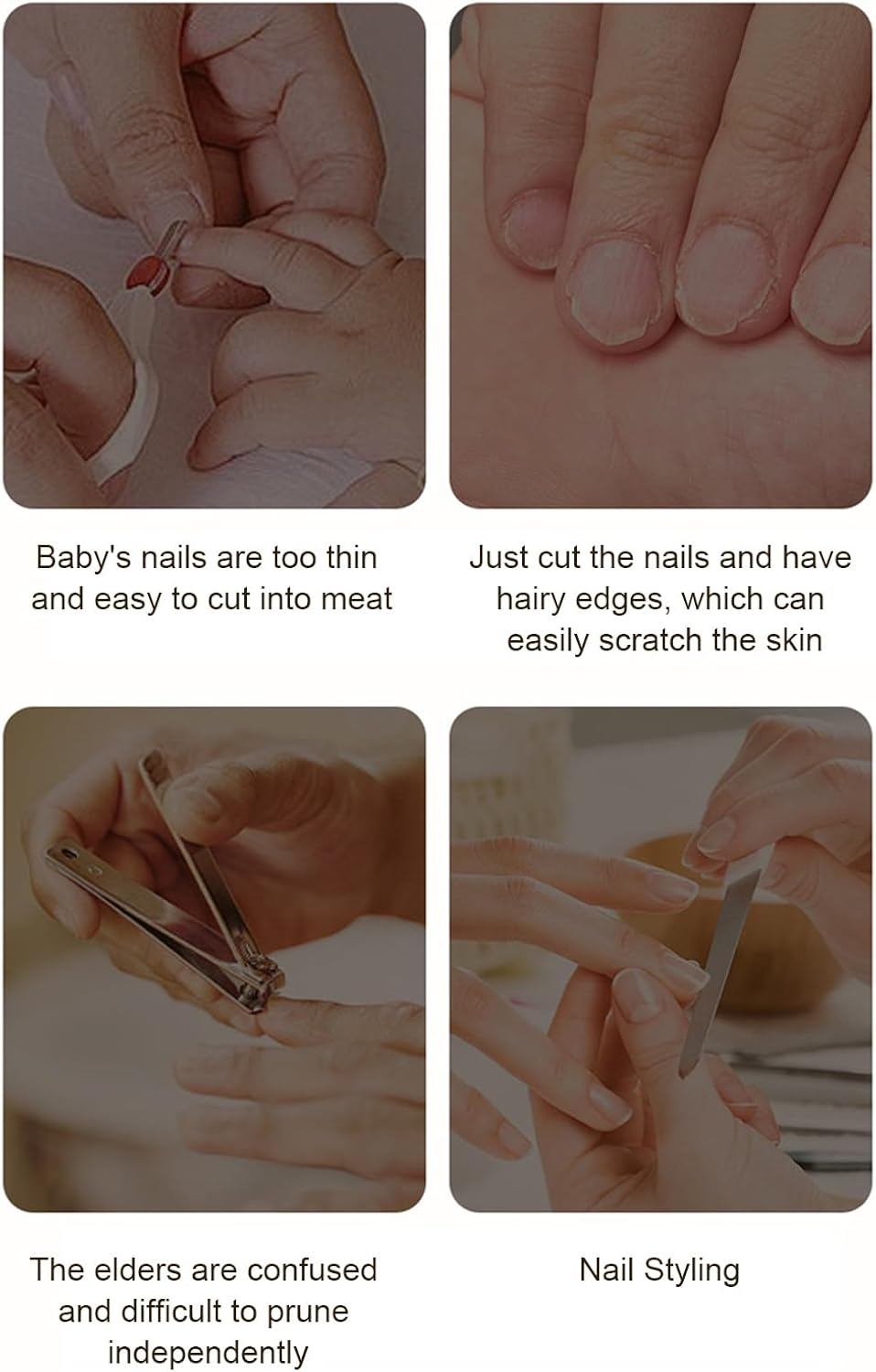 Electric Fingernail Clippers | Toenail Trimmer USB Rechargeable | Nail Polishing Clipper with 3 Speed Settings and Light for Elderly Seniors Travel Home Salon Home Manicure - White image number 5