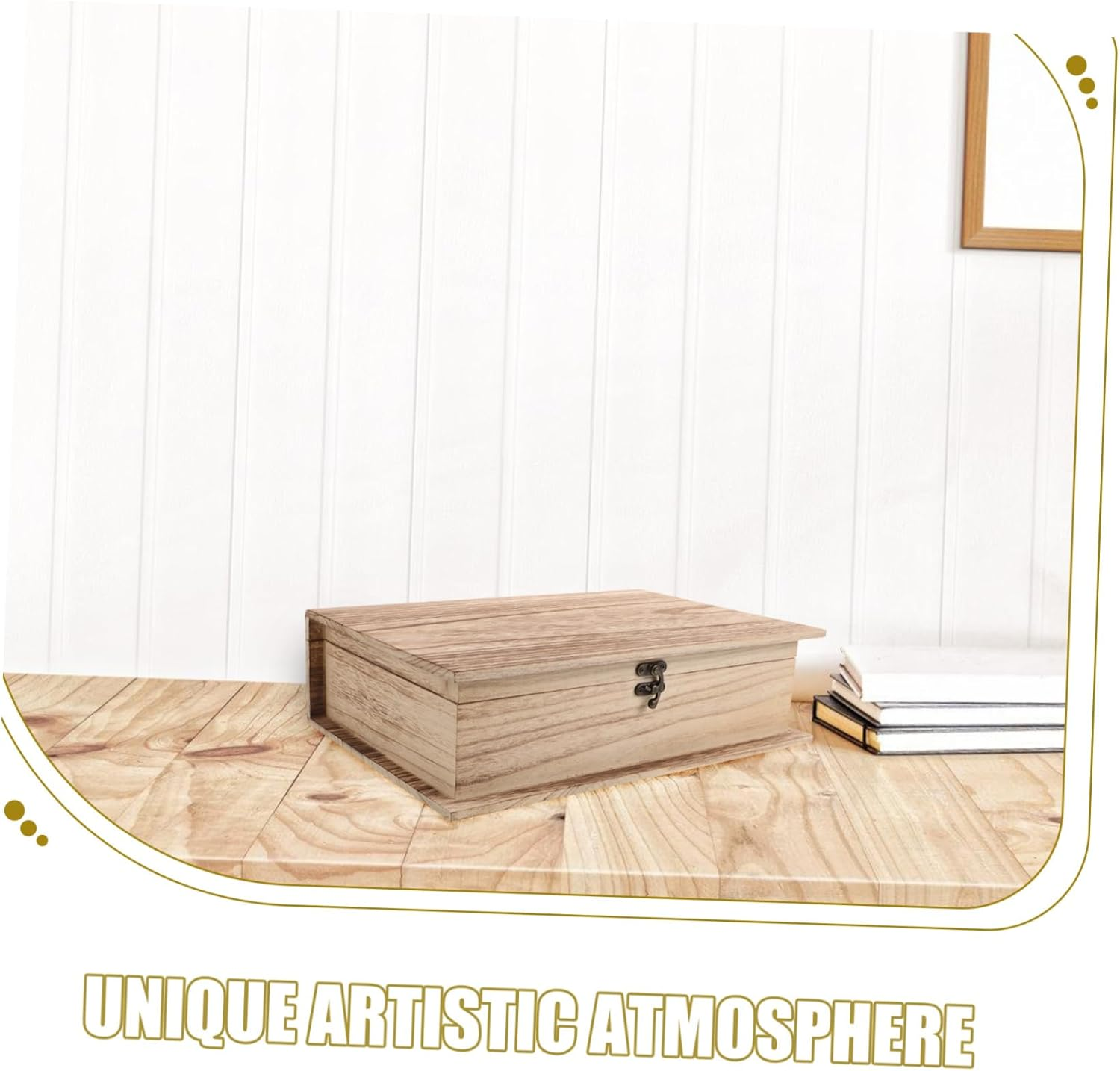 2Pcs Wooden Bible Storage Box Lockable Treasure Box Decorative Book Shape Organizer image number 3