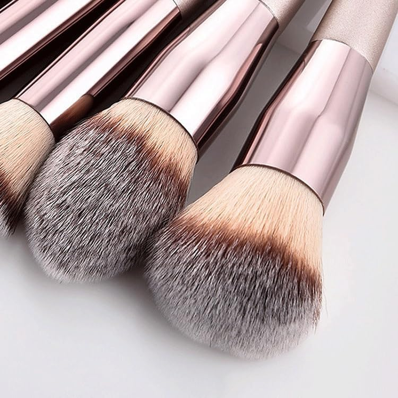 14-Piece Champagne Gold Professional Makeup Brush Ensemble, Including Foundation Brush, Blending Brush, Powder Brush, Blush Brush, Concealer Brush, and Eye Makeup Brushes, Comes with a Bag image number 3