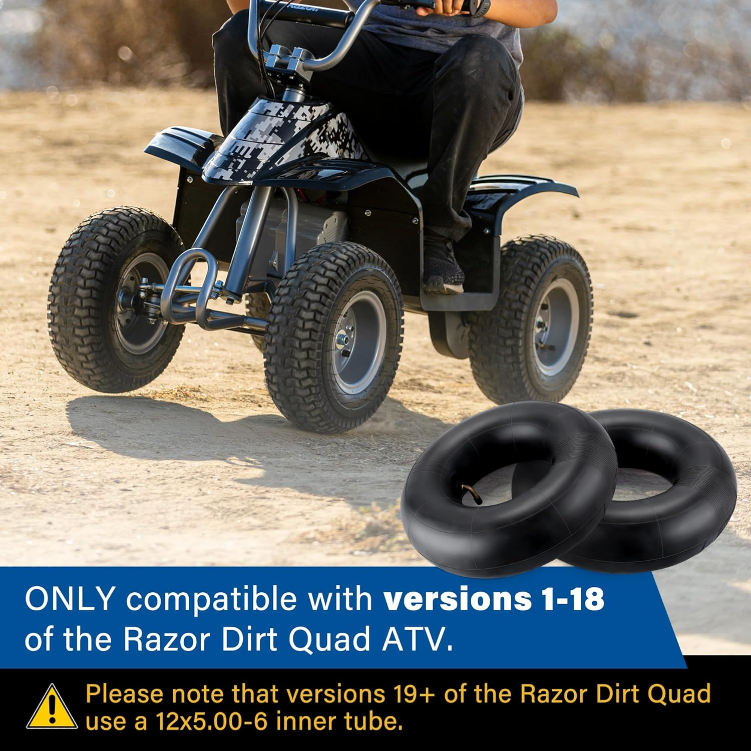2 Pack 13X5.00-6 Inner Tube for Razor Dirt Quad (Versions 1-18) and Go Kart, Dirt Bike, ATV, Yard Tractors, Lawn Mowers, Snow Blowers, Wagons, Hand Trucks, with TR87 Bent Metal Valve Stem image number 4
