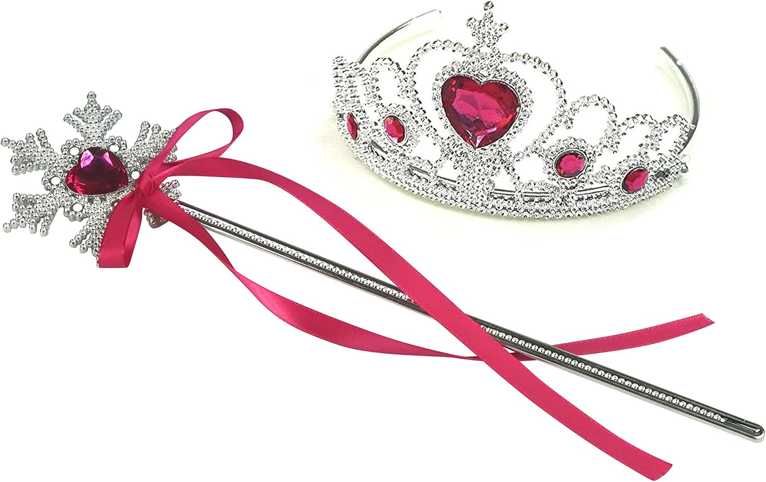 Kuzhi Frozen Elsa Crown Tiara and Wand Set &uml;C Silver Heart Jewel &iexcl;&shy;