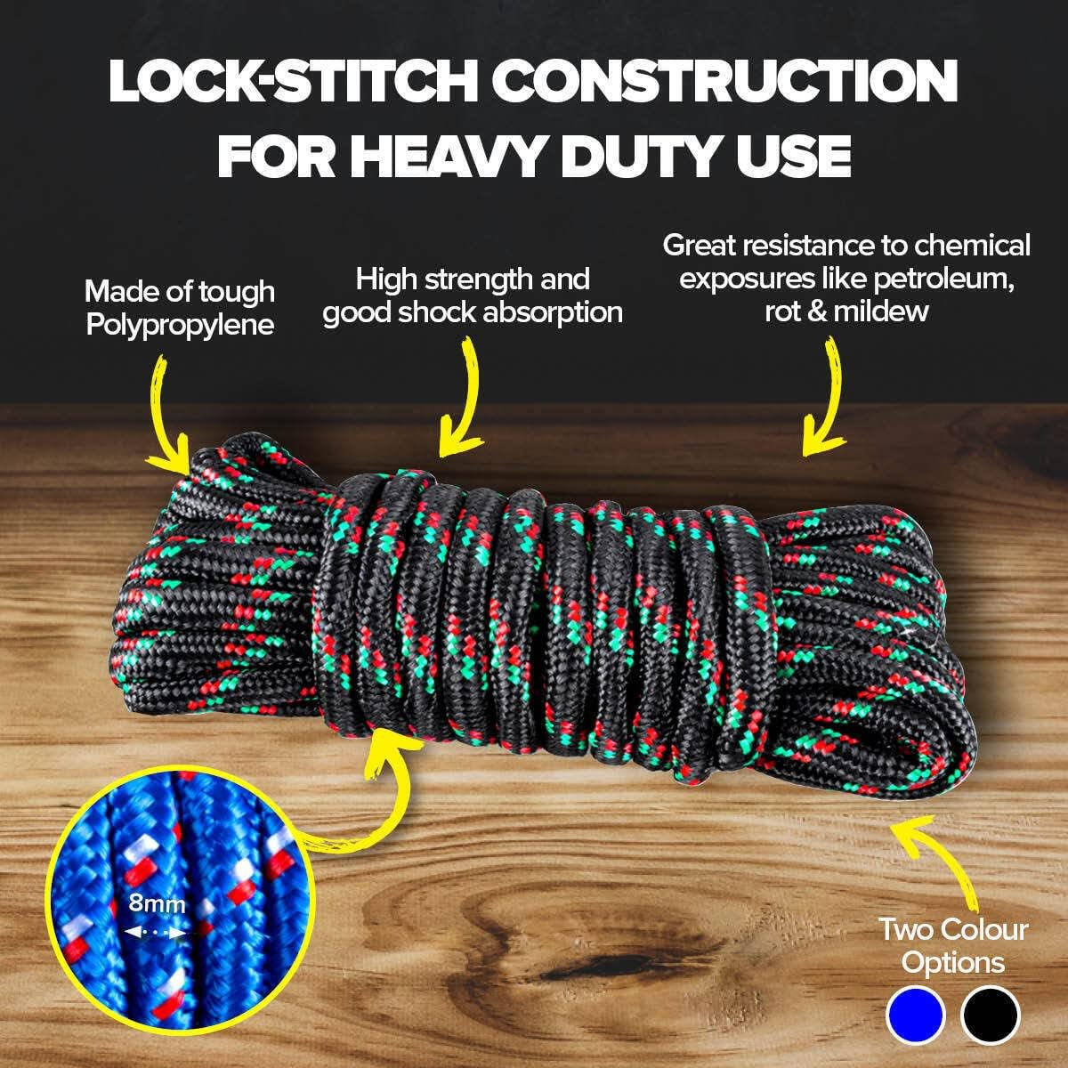 [6PK] Handy Hardware Diamond Braided Polyrope - 8Mm X 10M, Durable and Strong, Ideal for Use in Agriculture and Livestock image number 4