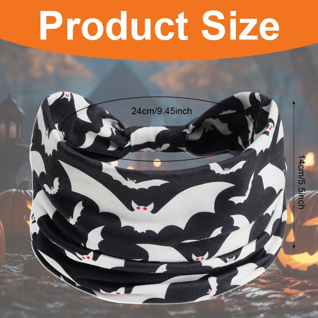 ZORVYN Pack of 4 Halloween Hair Bands, Women'S Headband, Wide Elastic Hair Bands for Women, Scary Costume Accessory