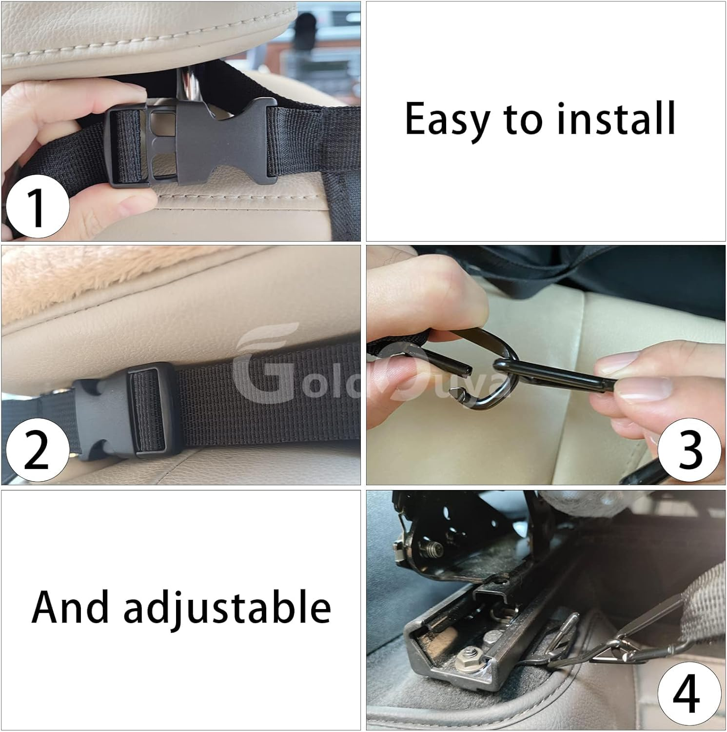 Goldouya Dog Car Net Barrier, Sturdy Mesh Barrier, Car Divider for Steadily Driving with Pets, Automobile Universal Fixed Adjustment Belt image number 4