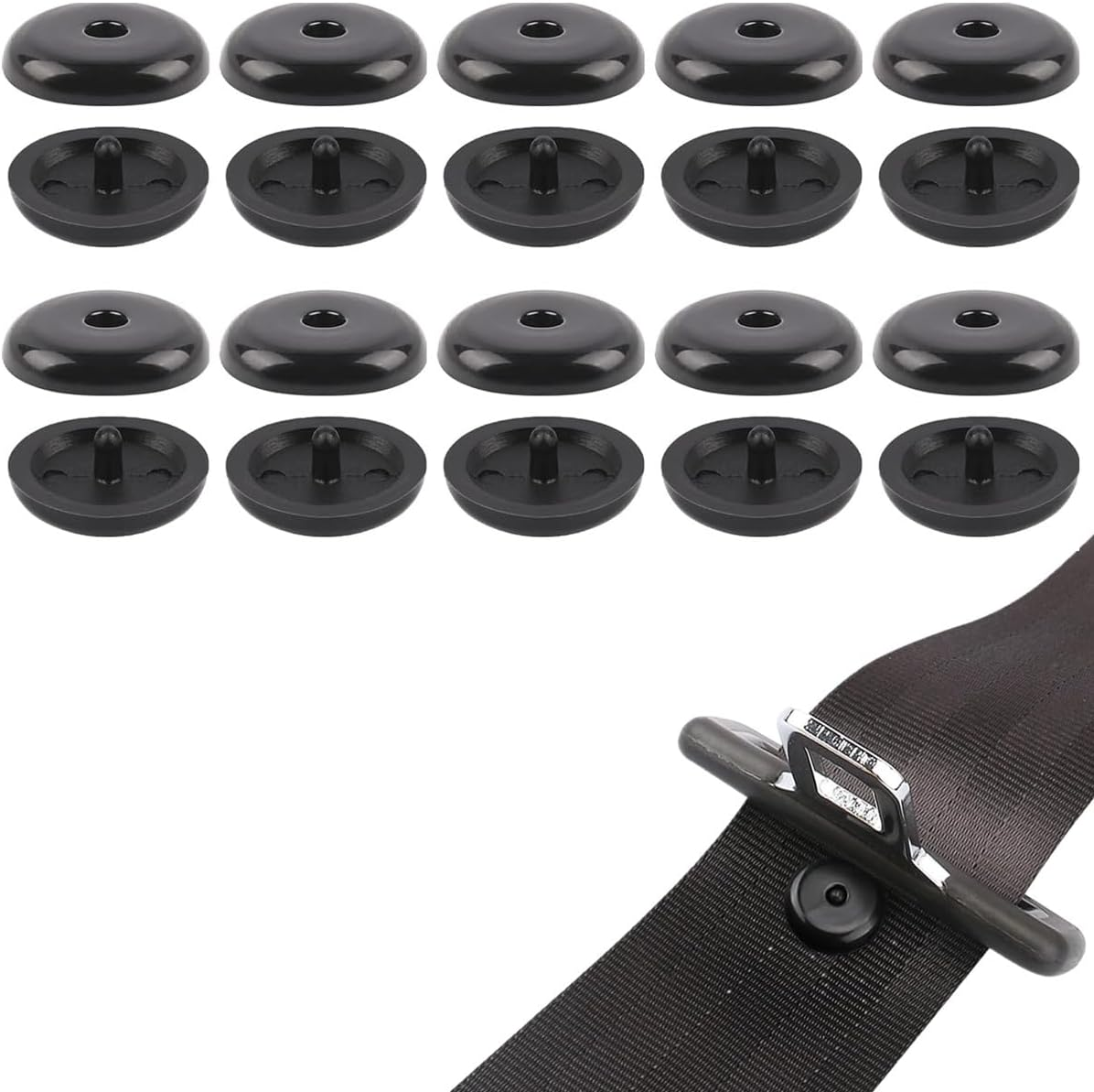 20 Pcs Seat Belt Button,Universal Fit Seatbelt Stopper Kit, Plastic Seatbelt Button Buckle, Prevent Seat Belt Buckle from Sliding Down image number 1