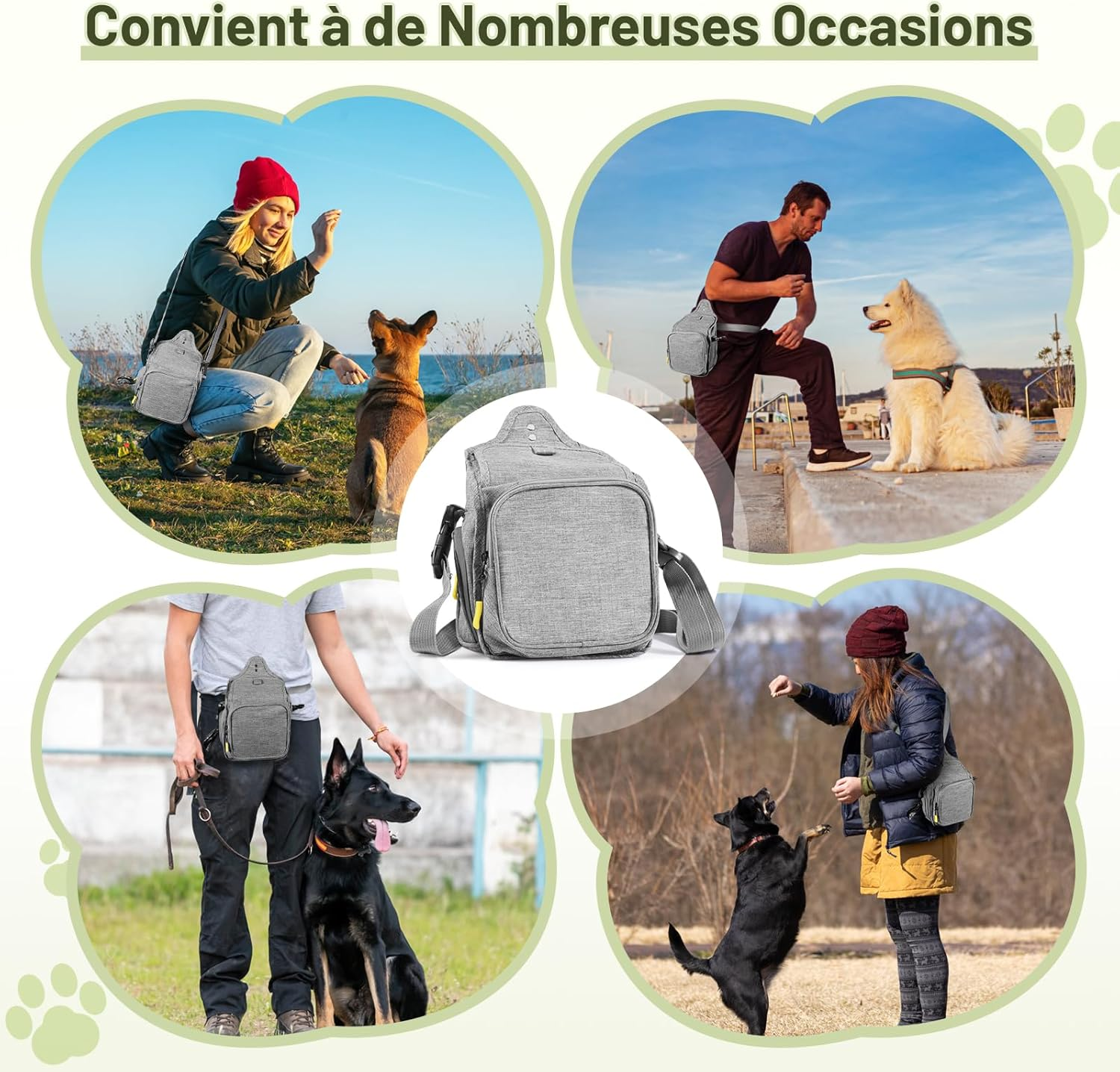 Aurora & Tithonus Dog Treat Bag, Dressage Treat Bag for Dogs, Adjustable Belt with Dispenser for Dog Poop Bags, for Training Dog Walking (Grey), Gray, Dog Treat Bag image number 5