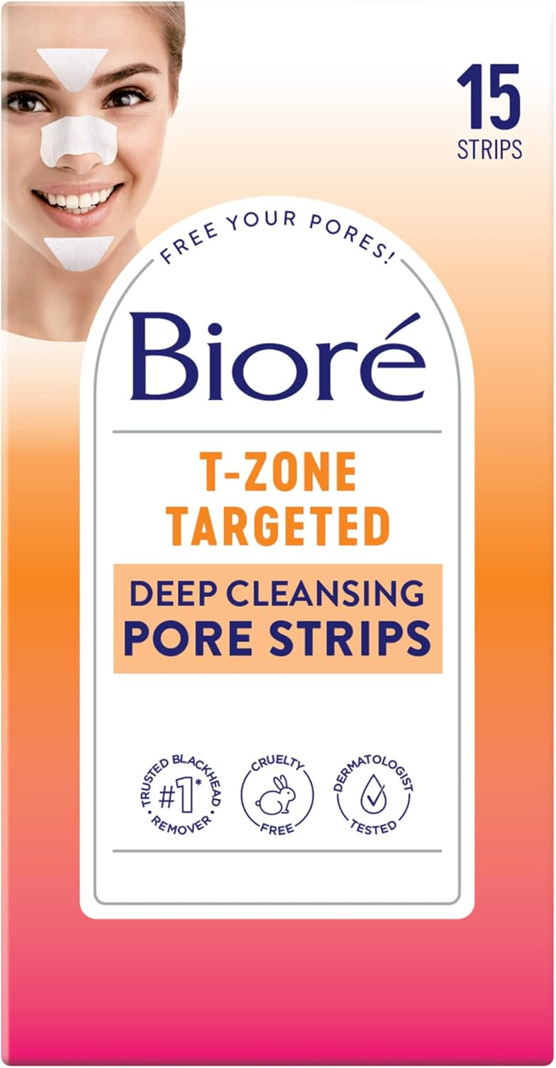 Bior&eacute; T-Zone Blackhead Remover Deep Cleansing Pore Strips, (5 Nose + 5 Face + 5 Chin Pore Strips), Blackhead Pore Strips for the T-Zone Area, 15 Count image number 3