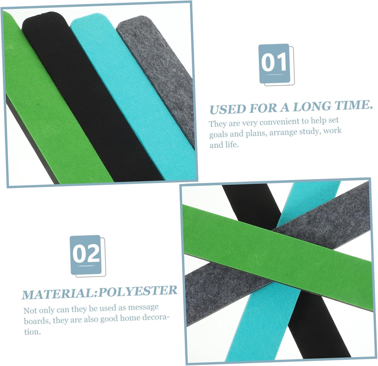 UTHCLO 4Pcs Felt Bulletin Board Strips Decorative Adhesive Strips for Home Office and Classroom Use Material for Organizing Photos and Messages image number 1