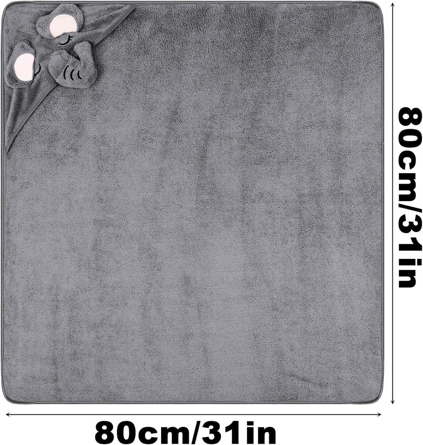 Lylilidy Hooded Baby Towel with 2 Towel for Kids, Premium Soft Bath Towel for Newborn, Infant, Natural Baby Stuff Towel, Soft Coral Bath Towel for Boys and Girls 80X80Cm(Grey) image number 3