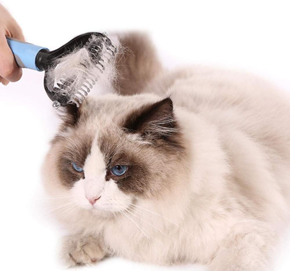 YITON Pet Comb Blue Pet Comb Double Sided Cleaning Beauty Pet Open Knot Comb Dog Comb Cleaning Supplies Slicker Brush 1Pcs S image number 4