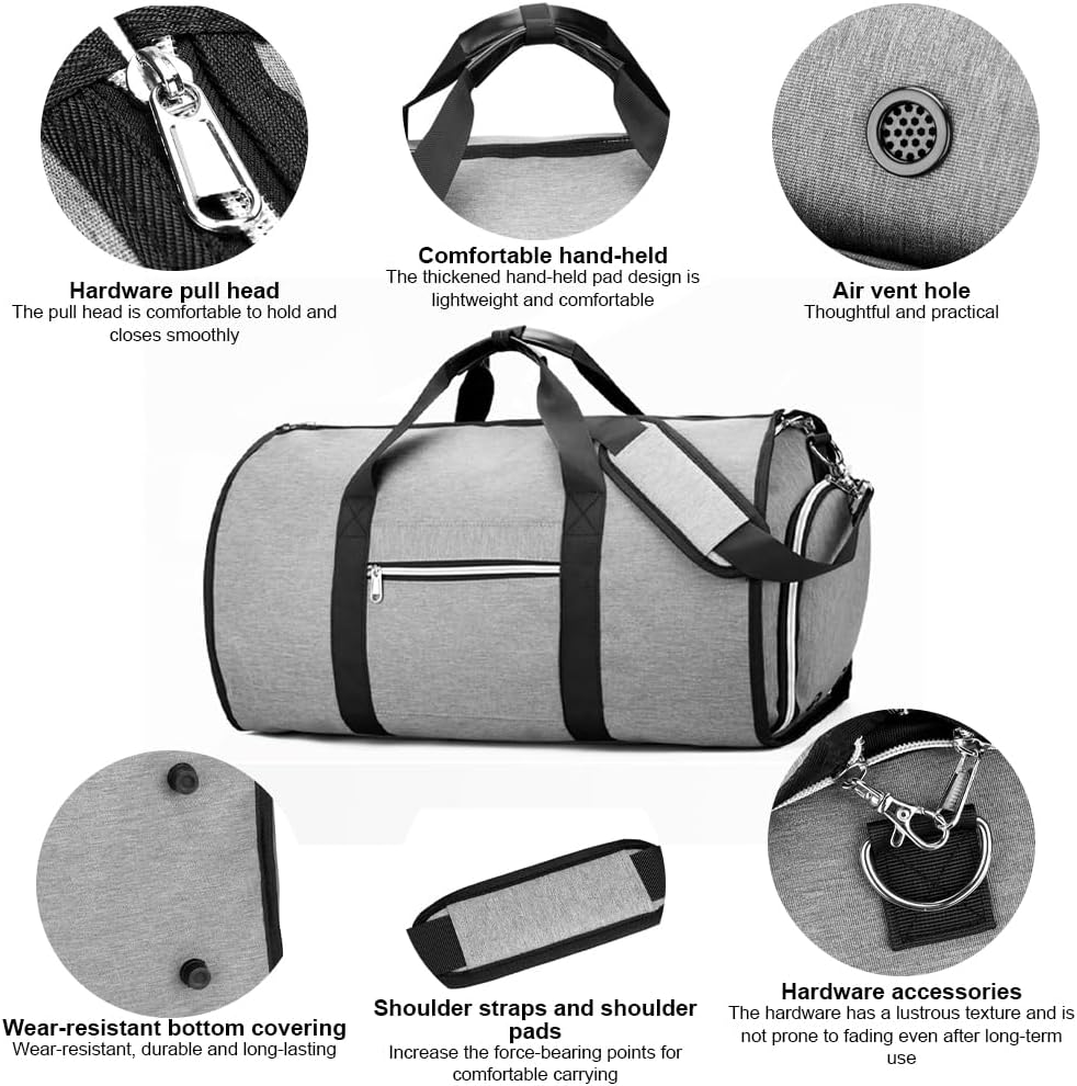 HHWRT Garment Duffle Bag, Garment Bags, 2-In-1 Garment Bag, Garment Bags for Travel, Duffle for Travel Hanging Clothes, Travel Suitcase Suit, with 10 Shoe Pouch image number 3