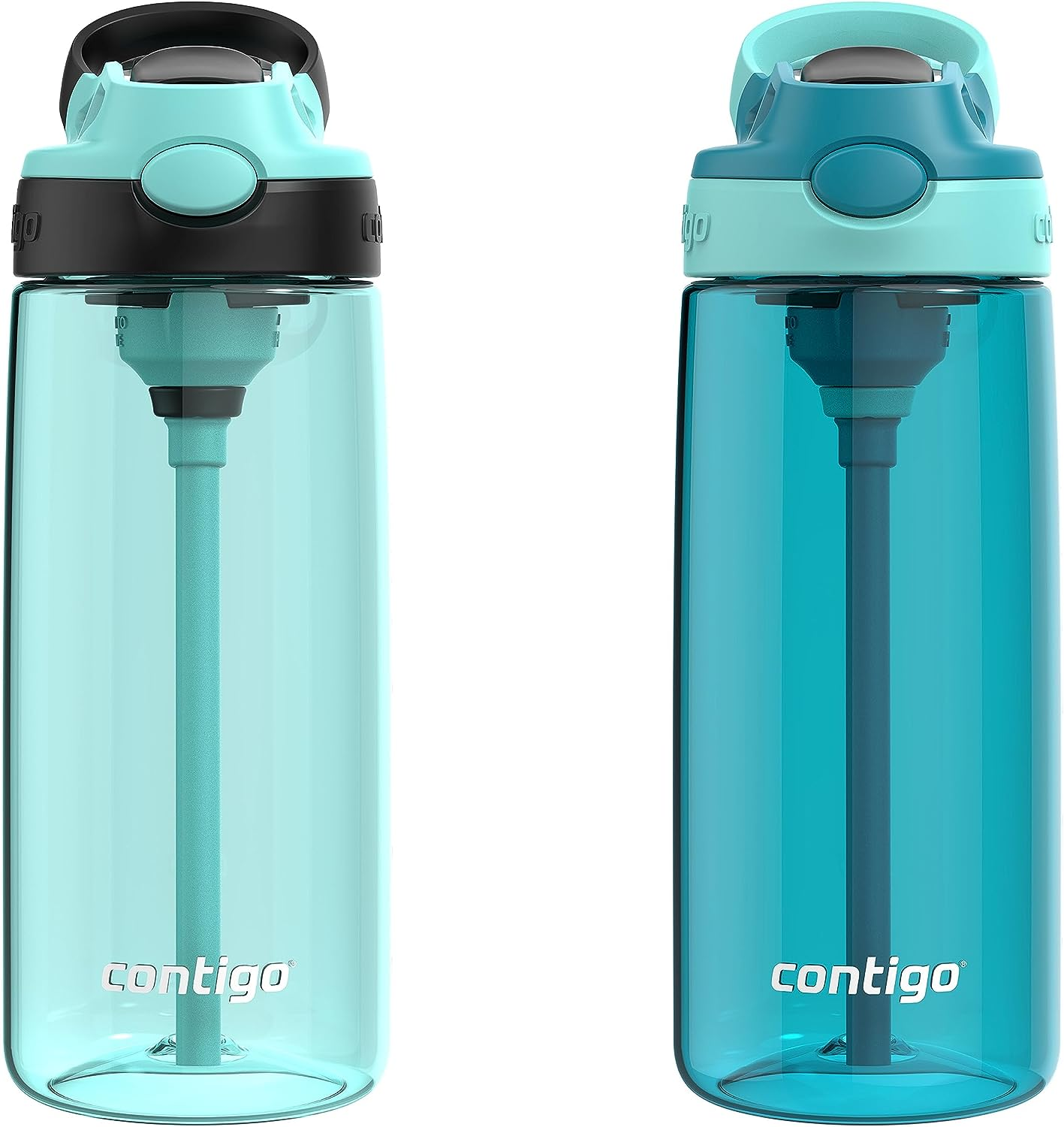 Contigo Aubrey Kids Cleanable Water Bottle with Silicone Straw and Spill-Proof Lid, Dishwasher Safe, 20Oz 2-Pack, Jade/Licorice & Juniper/Jade image number 4