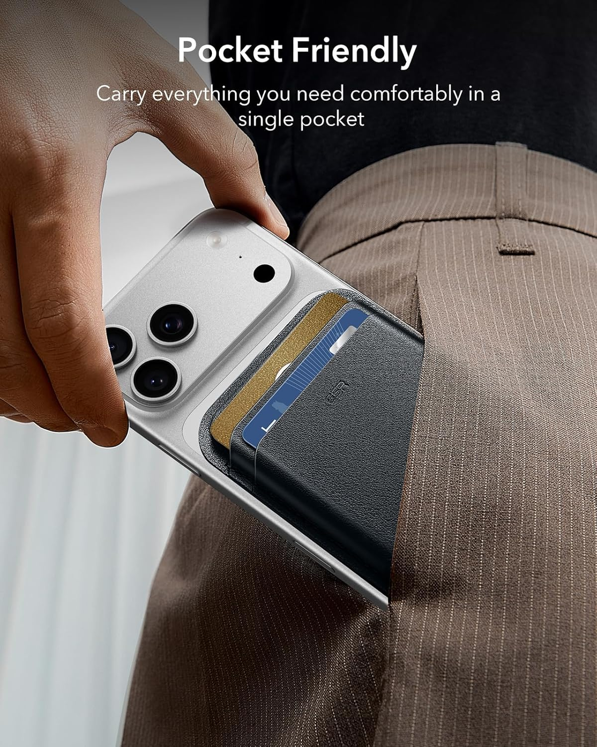 ESR for Magsafe Wallet, 5-Card Holder with RFID Blocking, Magsafe Sticker Included, Slim Magnetic Wallet for Iphone 17/16/15/14/13/12 Series and Selected Samsung Devices, Not for 13/12 Mini, Black image number 4