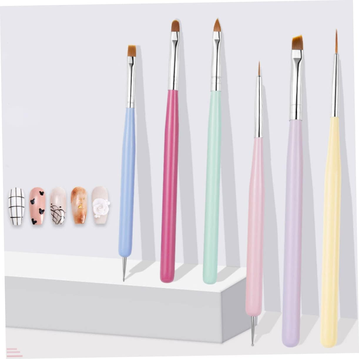 NULYLU 6Pcs Manicure Diy Drawing Pen Nail Art Tools Nail Kits Accessories for Charming Designs image number 1