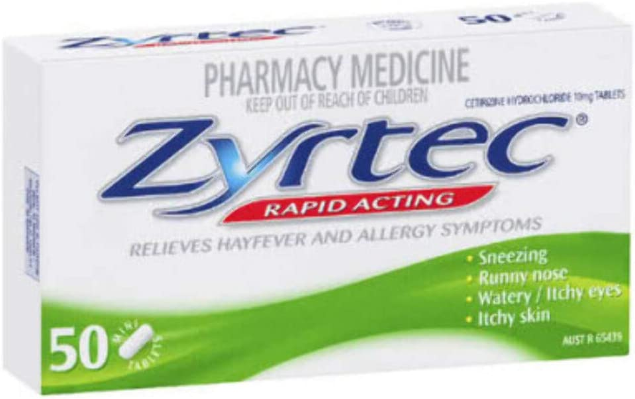 Zyrtec Hayfever Allergy Relief Tablets, 50 Count, Pack of 1 White