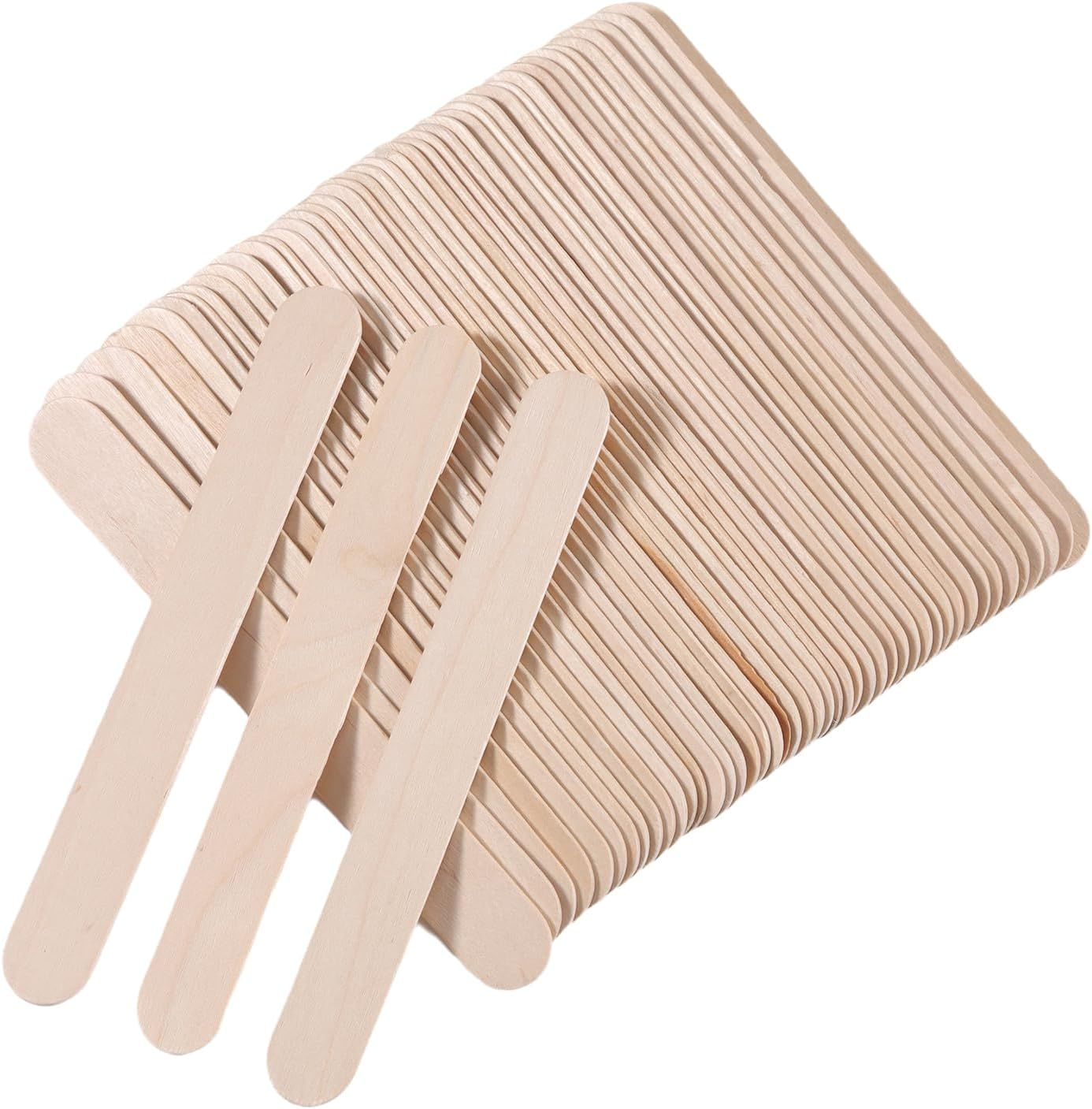 100/500Pcs Wooden Eyebrow Waxing Sticks Wood Spatula Woman Wood Body Hair Removal Sticks 6-Inch Jumbo Wooden Carft Stick Popsicle Ice Cream Sticks (500Pcs) image number 3