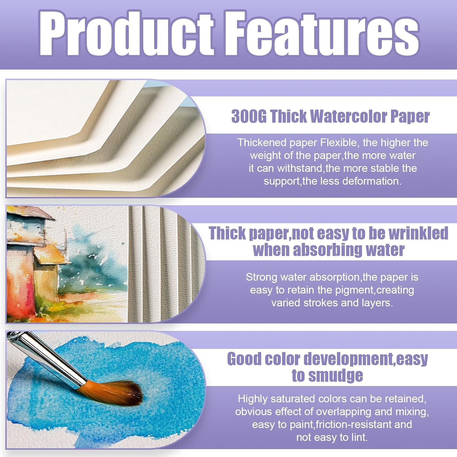 Watercolor Paper, 100 Pcs Watercolor Paper Pad, Watercolor Paper Bulk for Students, Adults, Artists, Sketch Painting (Square + Round)