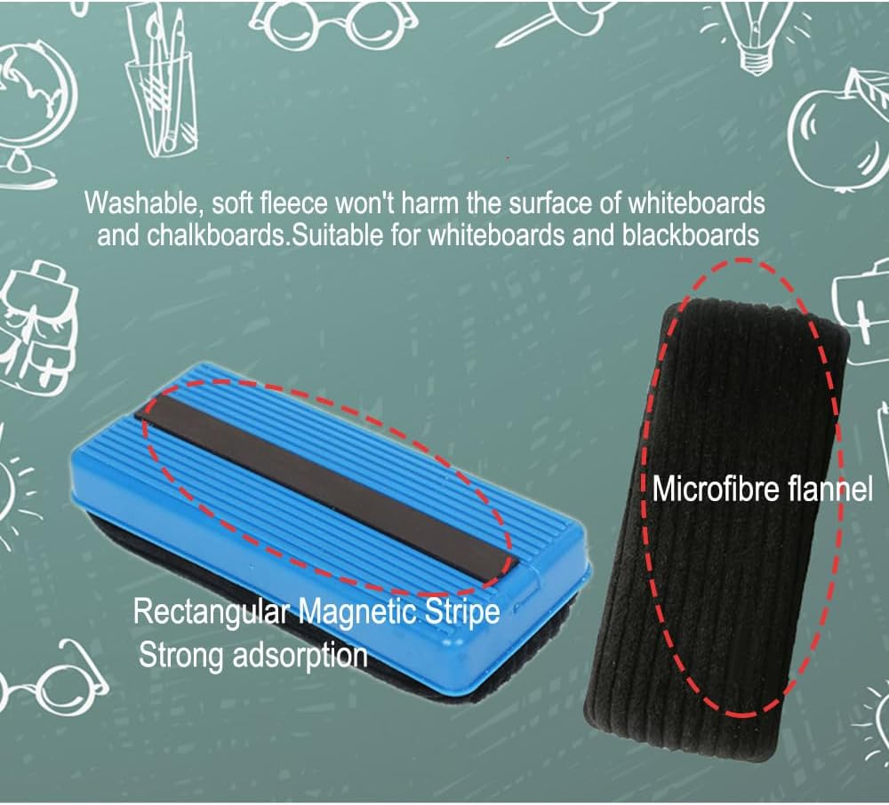 2 Pcs Magnetic Chalkboard Eraser, Whiteboard Eraser Blackboard Dry Eraser, Dry Erase Whiteboard Cleaner for Students Home Office image number 2
