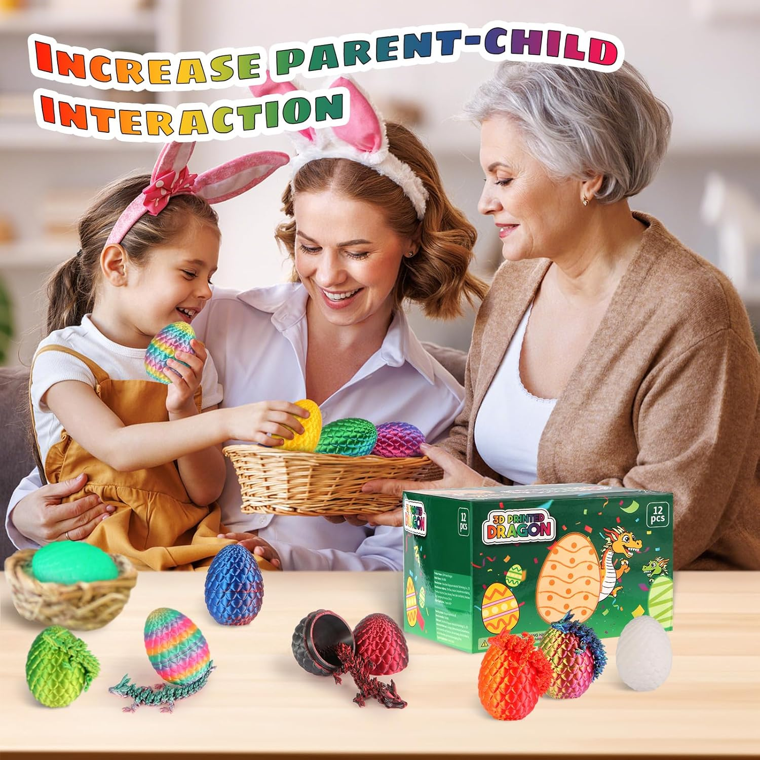 12PCS 3D Printed Dragon Eggs with Dragon Inside, Mini Dragon Egg Set Articulated Crystal Dragon Fidget Toy, Cool Stuff Fun Gifts for Adults Teens Boy Gifts Easter Basket Stuffers image number 5