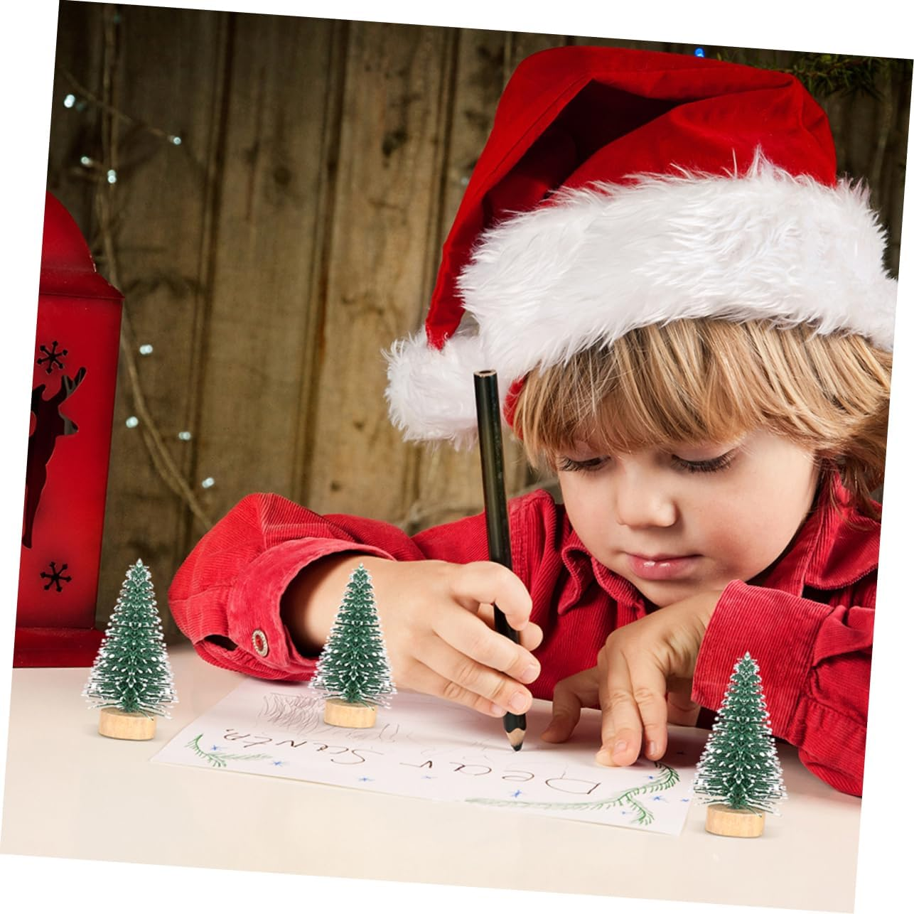 Outanaya 12Pcs Mini Christmas Tree Ornaments Natural Cedar Material for Xmas Tree Decor and Tabletop Display image number 3