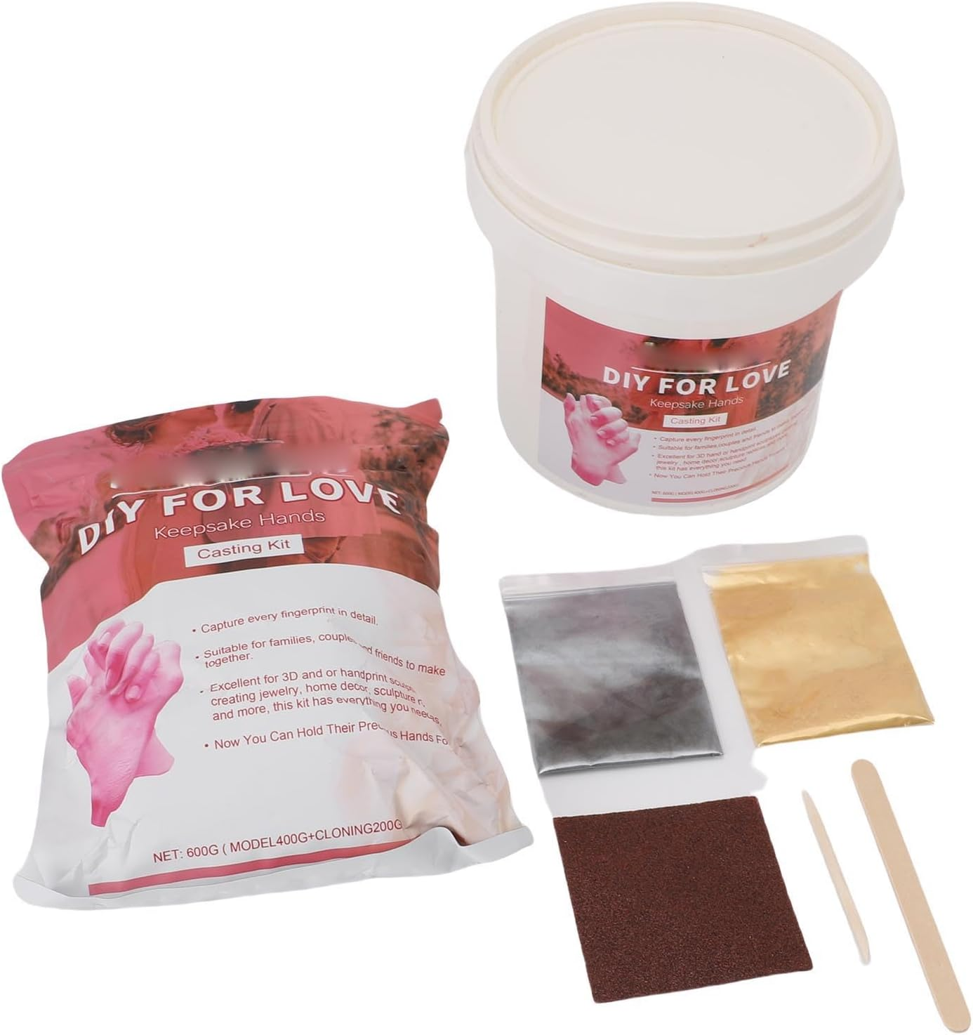 Interactive Hand Casting Kit Wooden Tools Strengthen Thinking and Hands on Skills Plaster Powder for Lifelike Models for Commemorative Occasions and Parent Child Activities image number 2