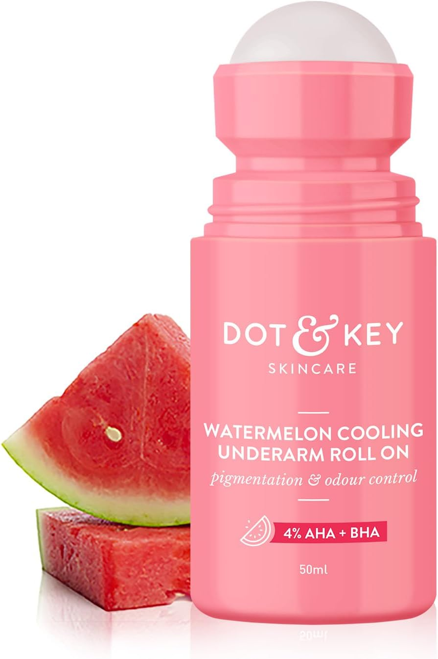 Dot & Key Watermelon Cooling Underarm Roll on | Odour & Sweat Controls | 4% AHA + BHA | Fresh Aqua Fragrance | Gently Exfoliates & Smooths Skin | for Men & Women | 50Ml image number 2
