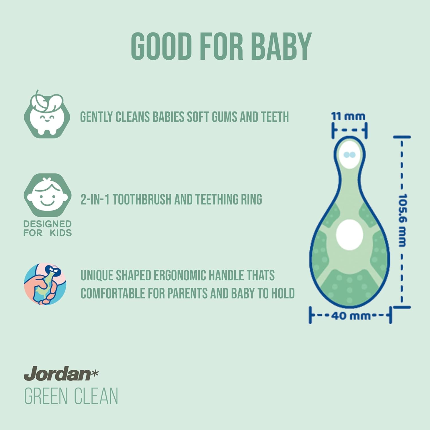 Jordan* &reg; | Step 1 Green Clean Toddler Toothbrush | Pack 3 Units image number 1