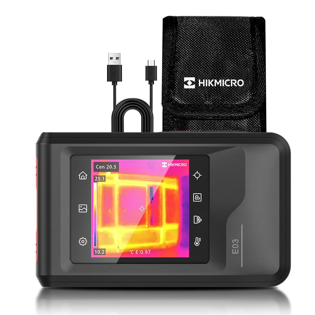 HIKMICRO E03 Thermal Imaging Camera 240 X 240 Superir Resolution with Visual Camera, 96 X 96 IR Resolution/9,216 Pixels, 25 Hz Refresh Rate, 3.5" Touch Screen Thermal Camera, IP54, -20℃ to 350℃ image number 5