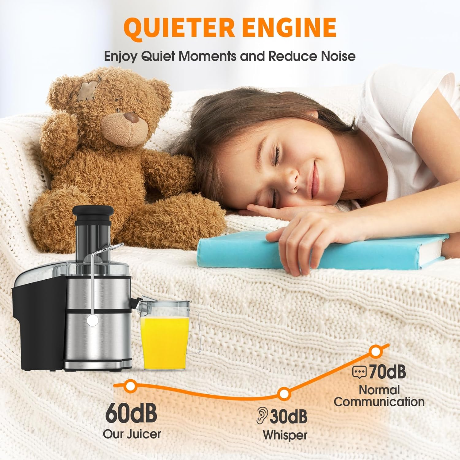 Juicer Machine, 800W Centrifugal Juicer Extractor with Wide Mouth 3.15&rdquo; Feed Chute, LCD Touch Control, Easy to Clean, Stainless Steel, Bpa-Free (Black) image number 5