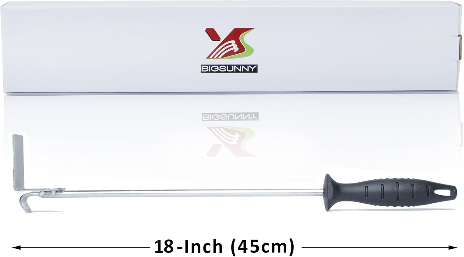 MSY BIGSUNNY 2 in 1 Satinless Steel Ash Rake for Grills, Big Green Egg, Charcoal Grills Tool with Rack Lifter, Ash Tool (18" Ash Rake) image number 4