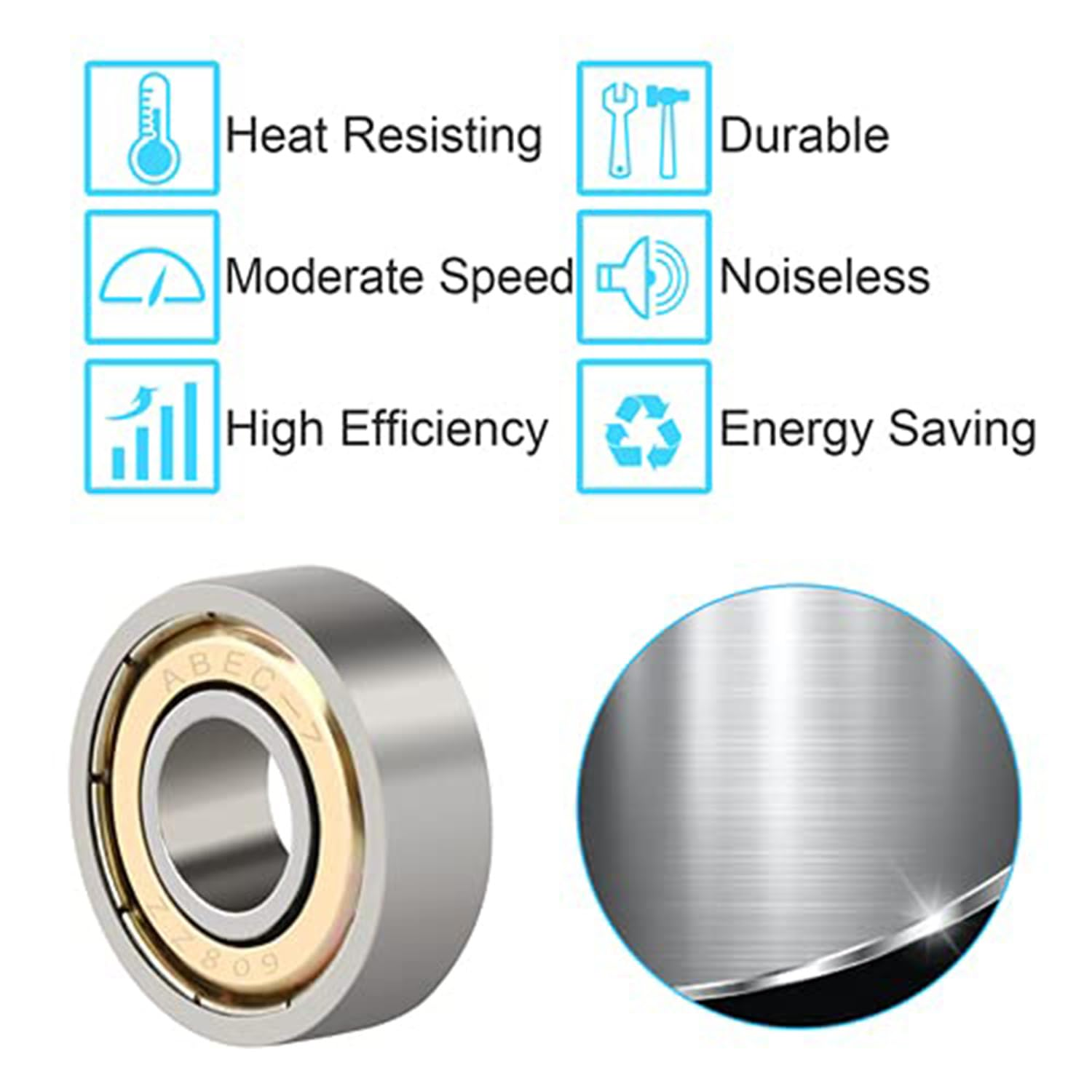 Tjhypenete 40 Pcs 608 ZZ Ball Bearings, 8 X 22 X 7 Mm Bearing Steel Skateboard Bearings, Double Iron Shielded Miniature Deep Groove Ball Bearings for Inline Skates, Scooters, Long Boards Roller Blade image number 4