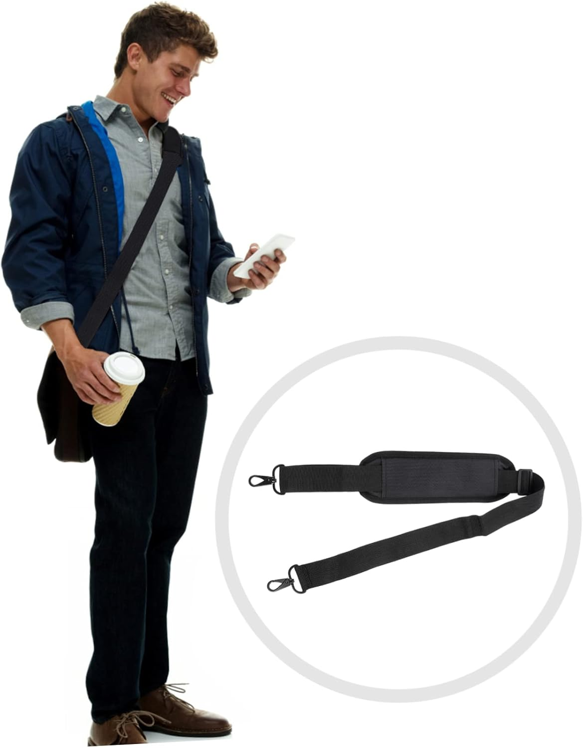 NUOBESTY Adjustable Computer Shoulder Strap Padded Support for Luggage and Work Bags Replacement Strap for Laptop and Traveling Accessories image number 2