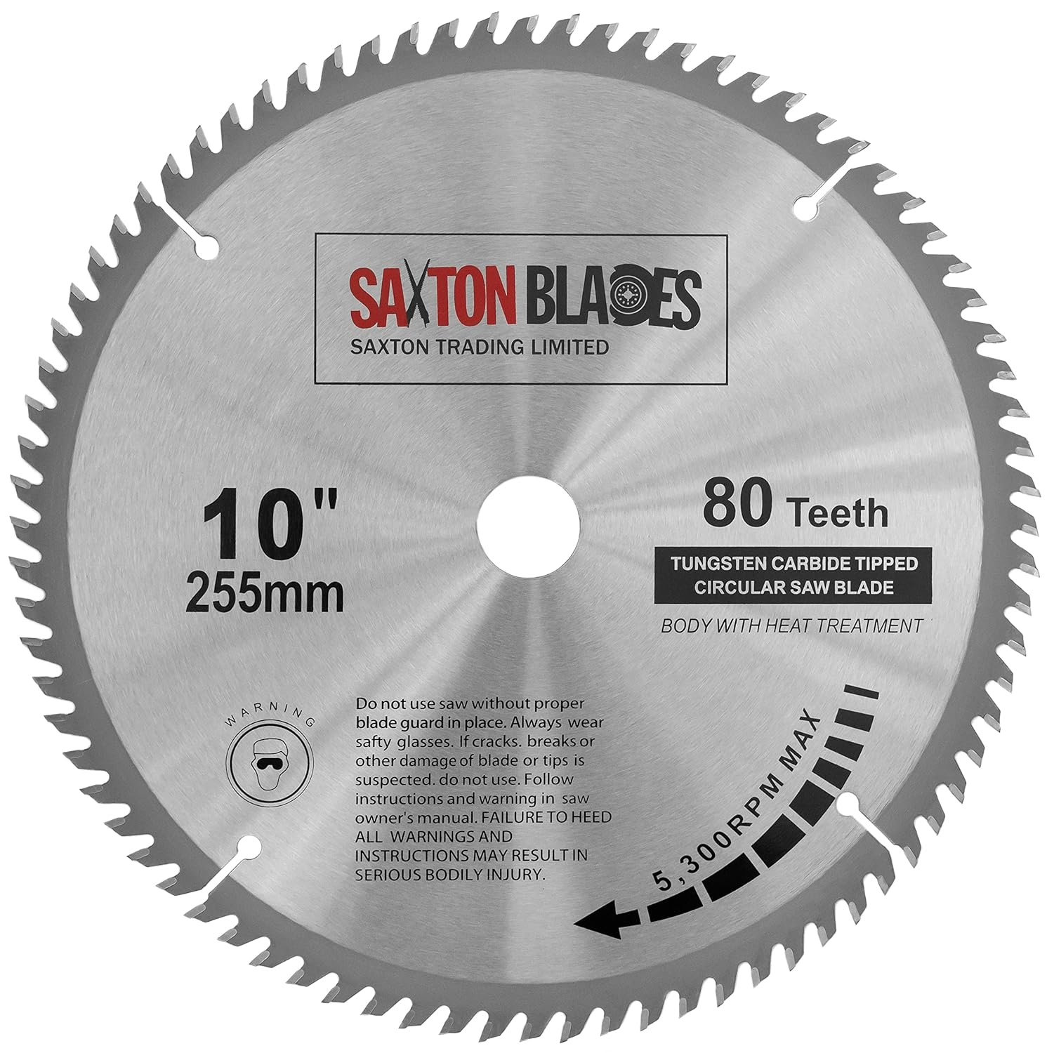 SAXTON BLADES Saw Blade, 255Mm X 80T X 25.4Mm Bore, TCT Circular Wood Mitre, Compatible with Evolution Rage Saws image number 4
