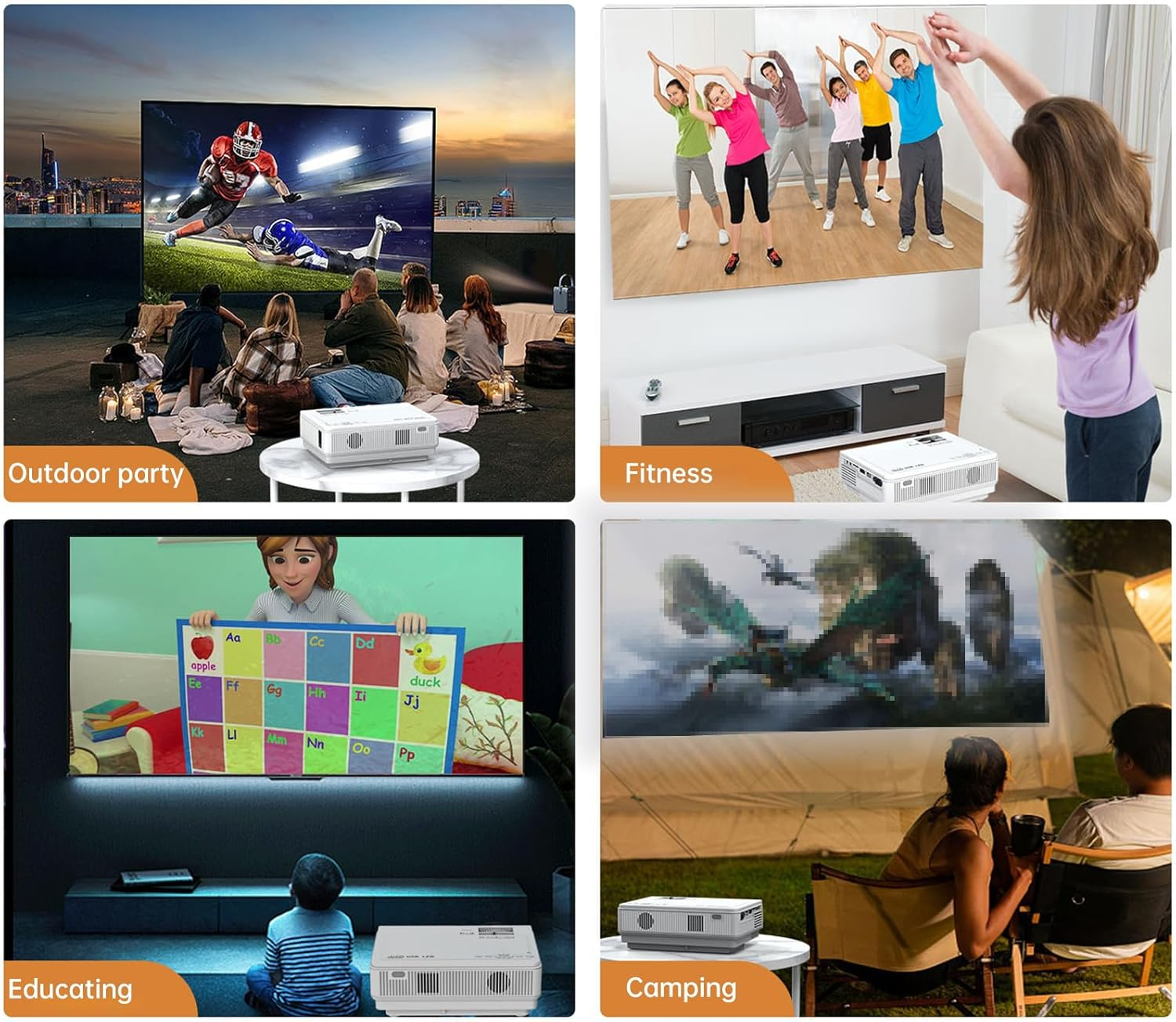 Eacam Mini Projector Support 210In Display Same Screen Technique Movie Projector Dual Speaker with Remote Control Support TV Box Computer Flash Disk TF Card for Home Theater Media Player image number 2