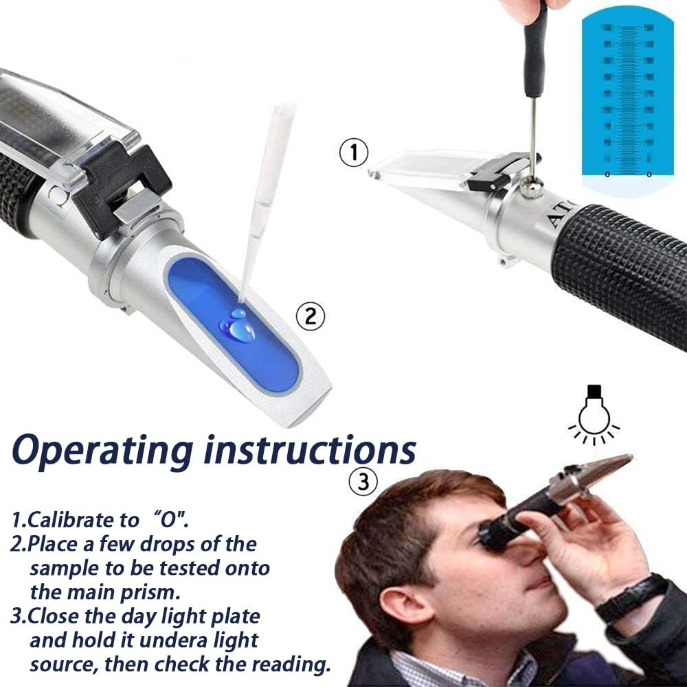 Salinity Refractometer for Seawater and Marine Fishkeeping Aquarium, Saltwater Tester Hydrometer, Dual Sacle 0-100Ppt & 1.000-1.070 Specific Gravity with ATC Automatic Temperature Compensation image number 4