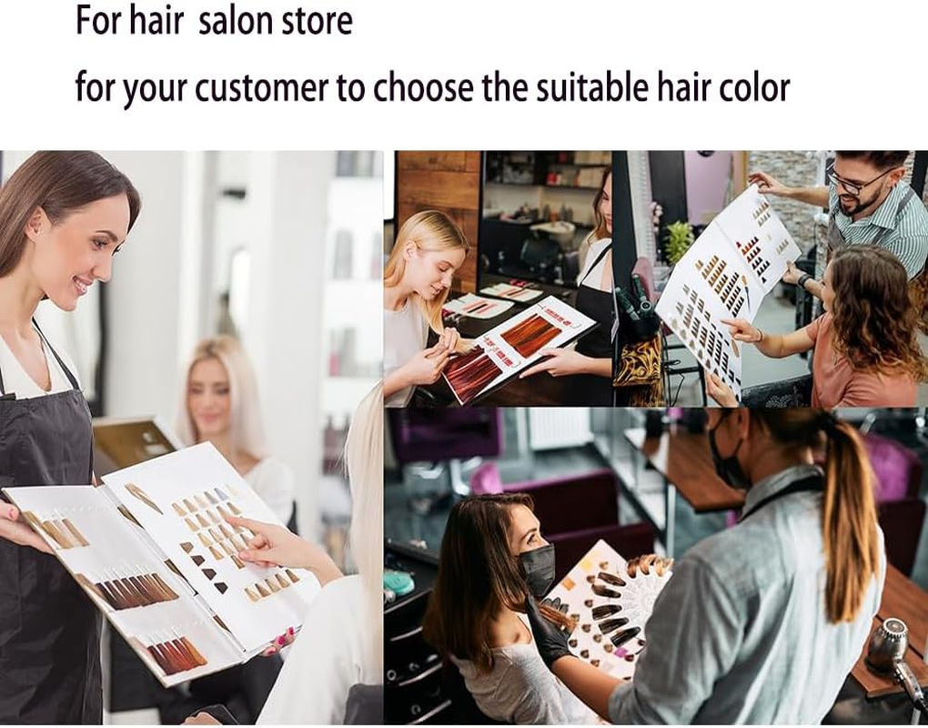 Human Hair Color Swatches Natural Hair Color Testing Swatch 40 Pieces Hair Strand Test Color Rings Hair Dying Color Swatches Human Hair Color Ring Samples for Salon Hairdressing