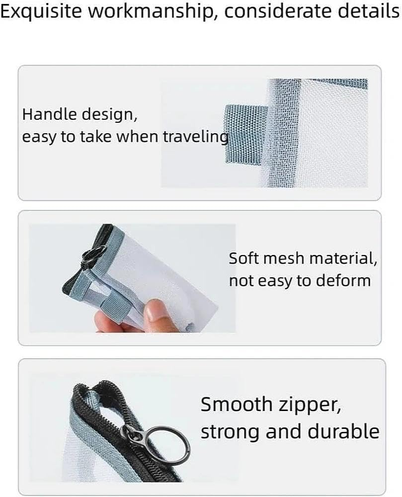 Mini Makeup Bag Small Cosmetic Pouch with Mesh Zipper, Travel Toiletry Organizer for Essentials, 2PCS Set - Ermaoo