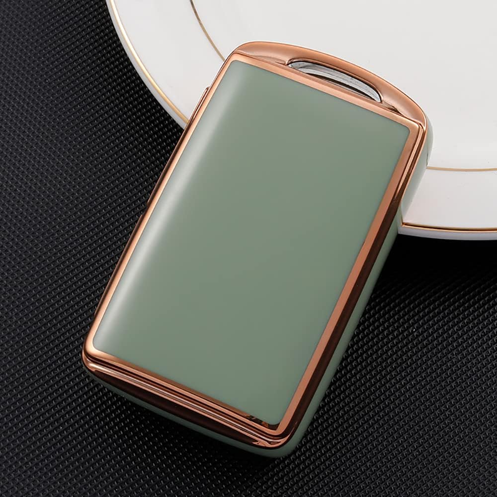 Ontto Car Key Fob Cover Fit for Mazda 3 CX-30 CX-5 CX-9 Mazda 3 Sedan 2019 2020 Smart Key Case 3 Buttons Keyless Entry TPU Key Shell Key Holder Keychain Accessories Green - Black image number 3