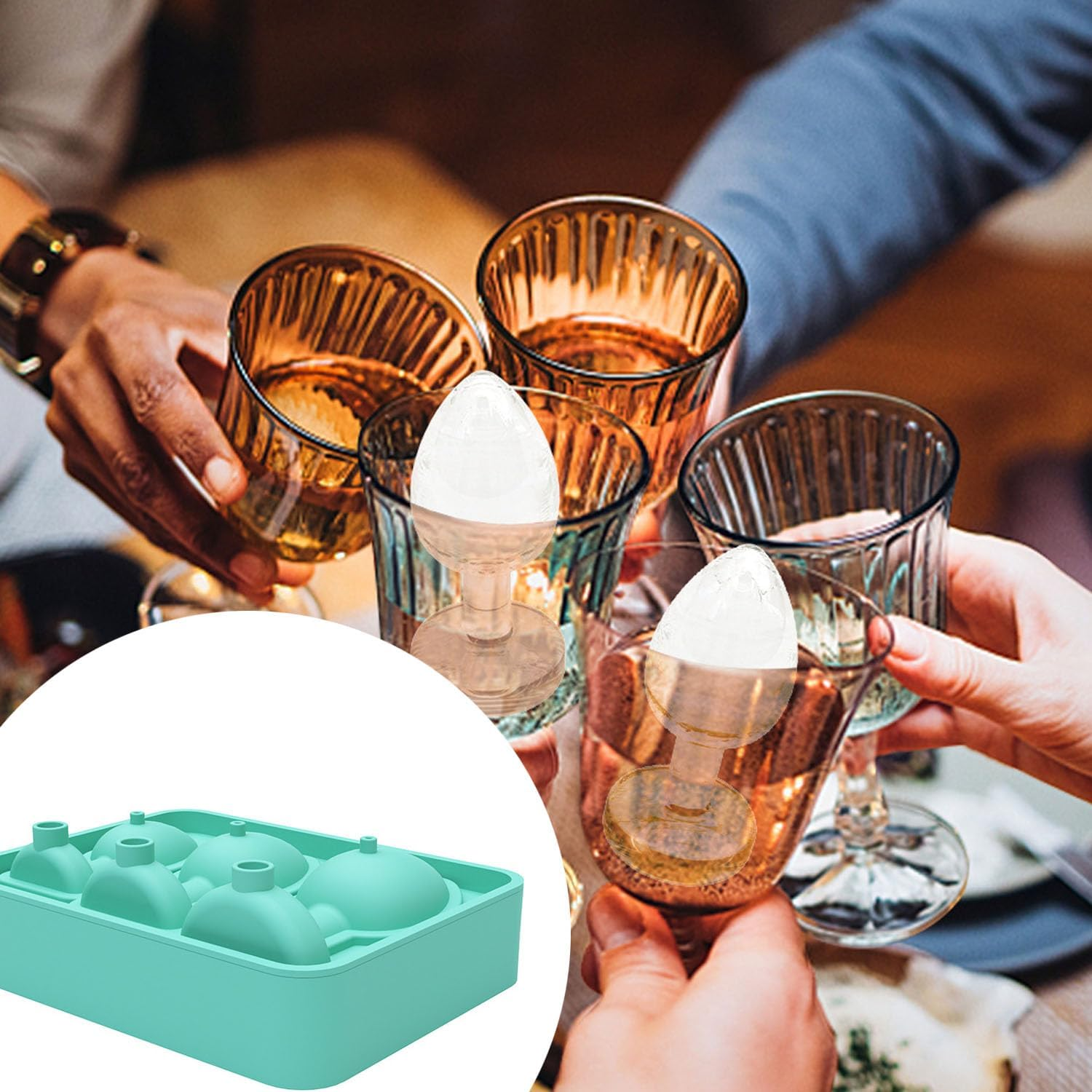 Shaped Large Silicone for Whiskey Cocktails,Brandy and Juice Beverages Tray, Freezer Cocktail Coffee Drinks Beverage Crafting, Plug Bar, Cocktails, Whiskey, Cool Drinks, Tea, Coffee (Khaki) image number 2