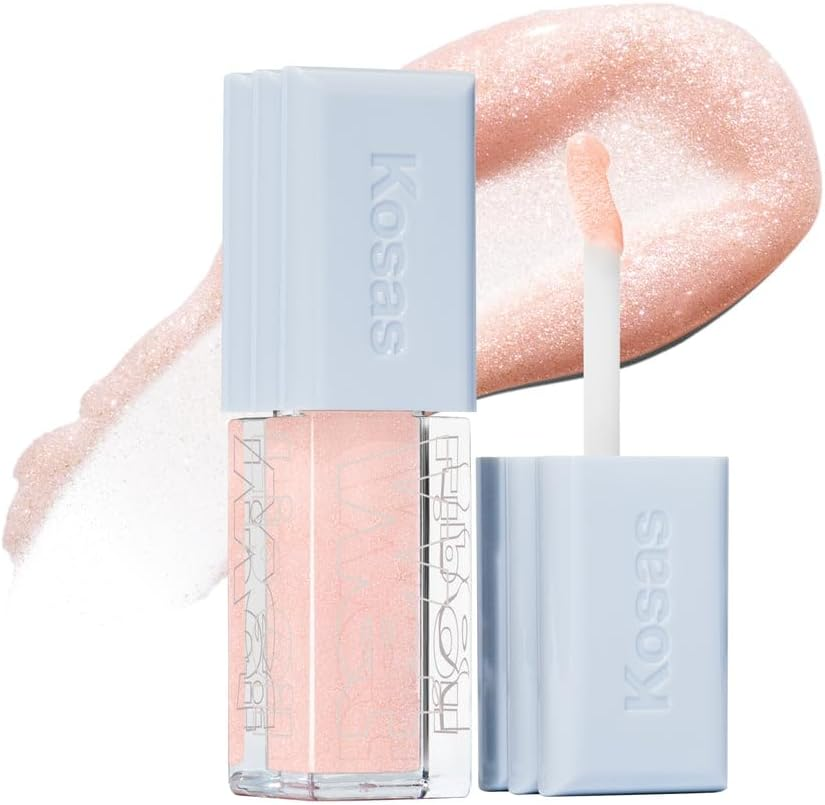 Kosas Wet Lip Oil Gloss - Hydrating Lip Plumping Treatment with Hyaluronic Acid & Peptides, Non-Sticky Finish (Dip)