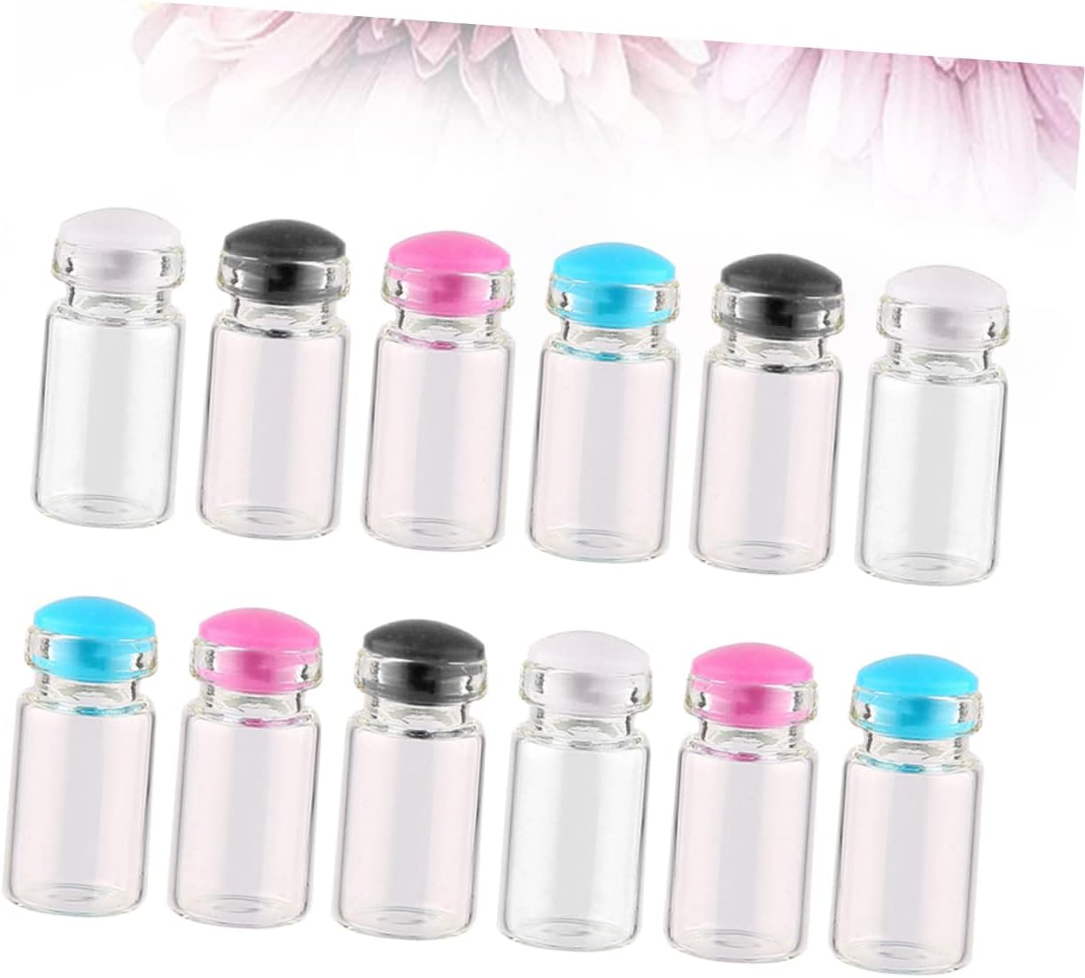 Ciieeo 150Pcs Mini Glass Jars Silicone Plug Small for DIY Wish Bottles for Message Weddings and Party Favors Random Color
