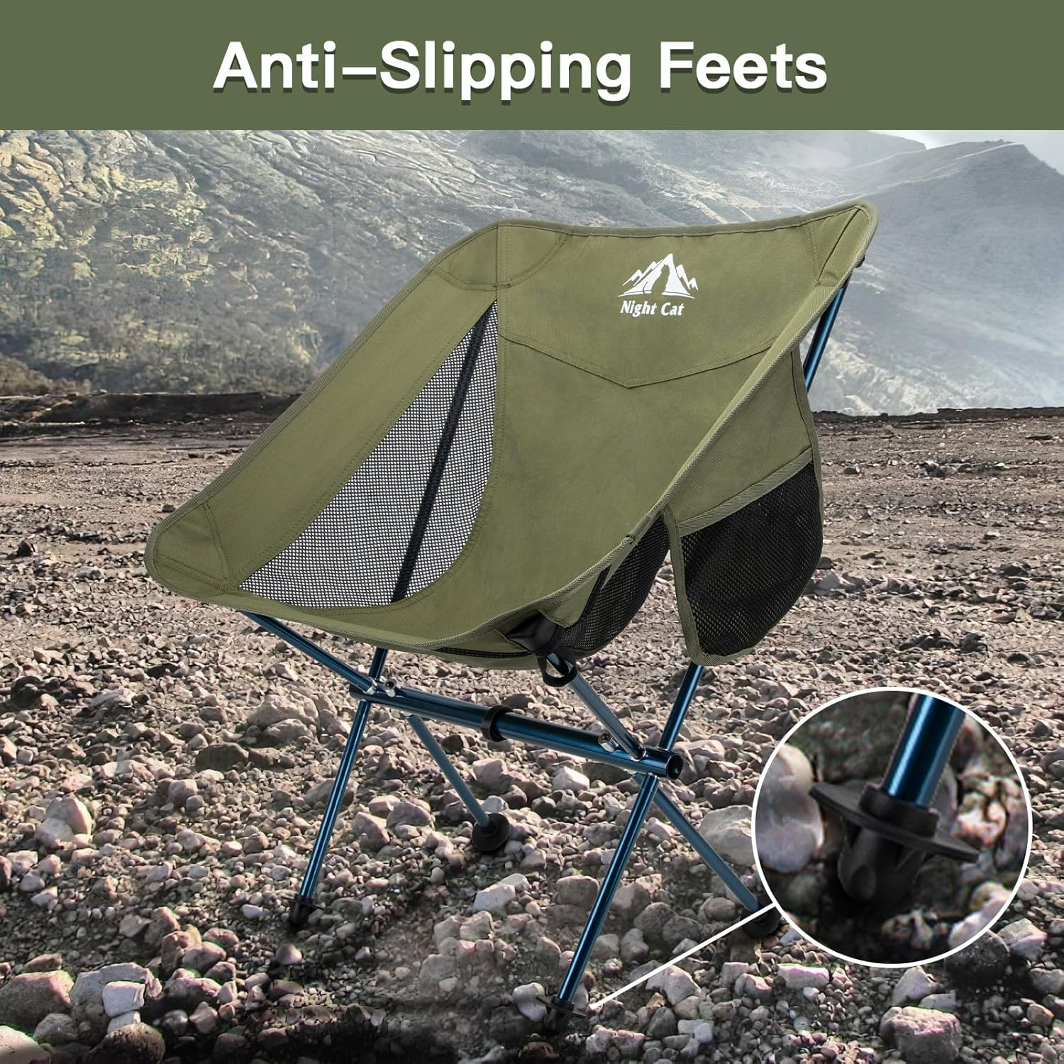Night Cat Portable Folding Camping Chair Ultralight Compact Outdoor Chairs with Storage Bag for Backpacking Fishing Picnic Travel 100Kg image number 2