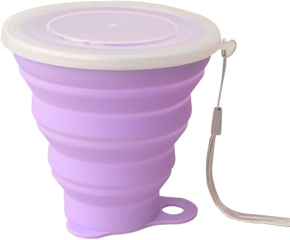 1PCS Collapsible Silicone Cup with Lid, Expandable Drinking Cup Set, Reusable Mug for Camping, Hiking, Travel (Red) image number 2