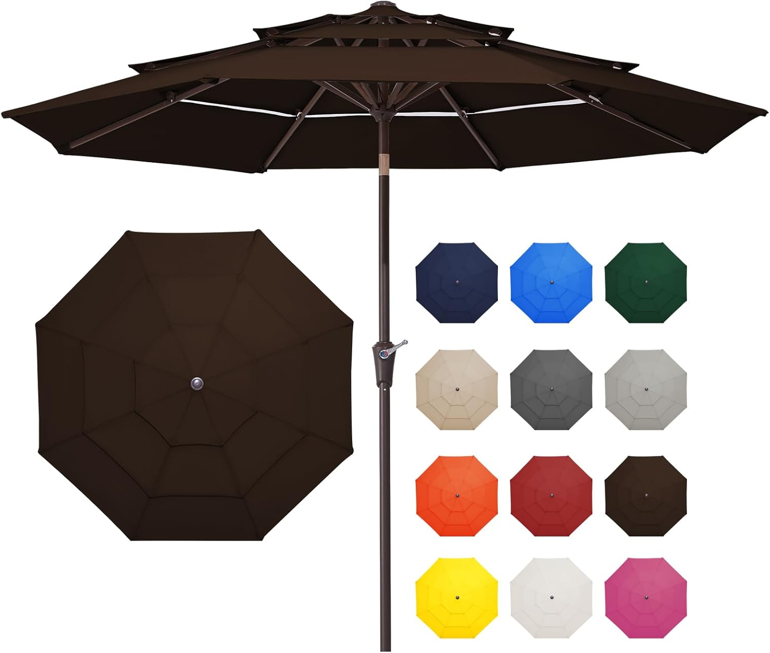 JEAREY 9FT 3 Tiers Patio Umbrella Outdoor Market Umbrella Table Umbrellas image number 5