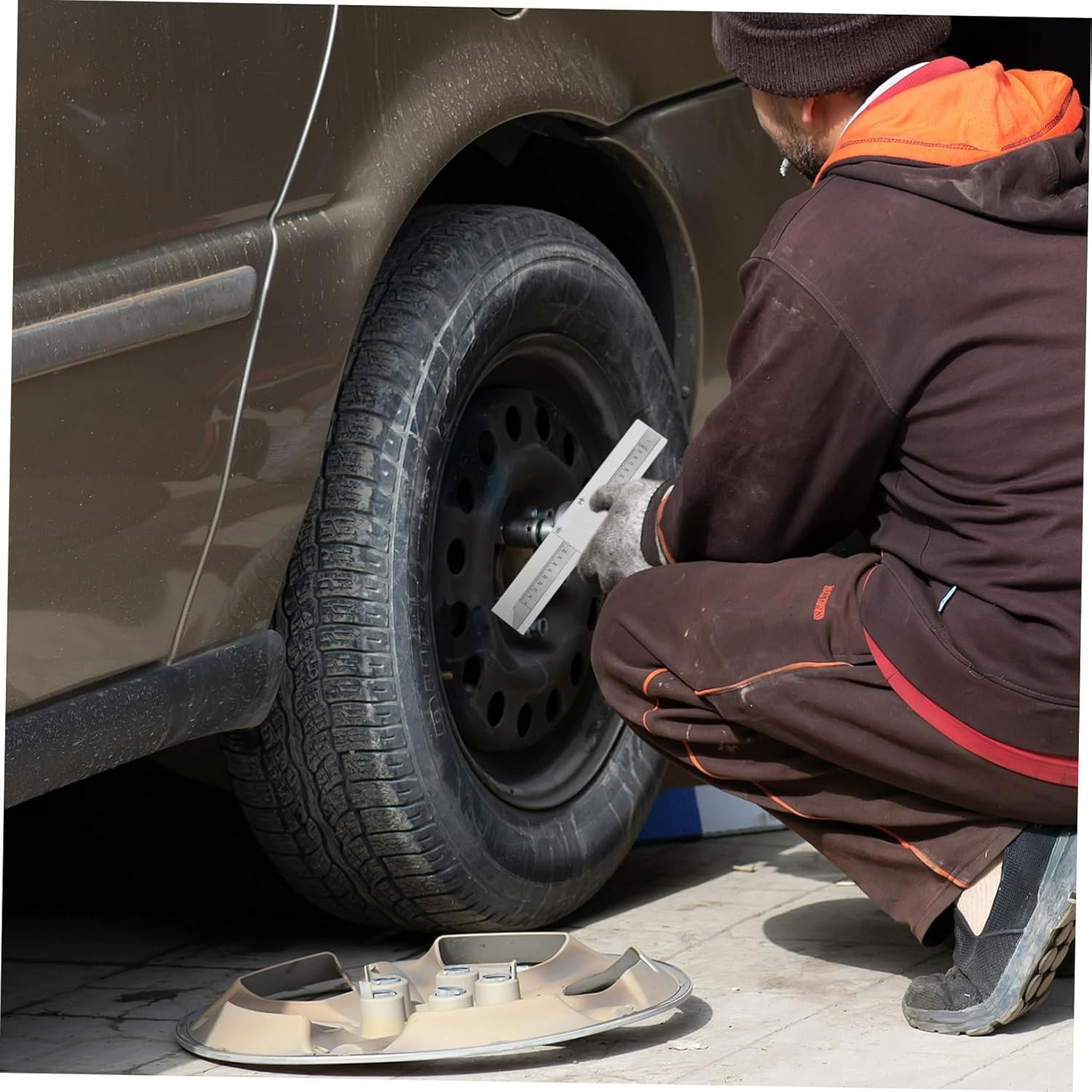 TOPPERFUN Car Tyre Tread Depth Gauge Tool Truck Tire Depth Checker Magnifying Ruler Automotive Gauge image number 3