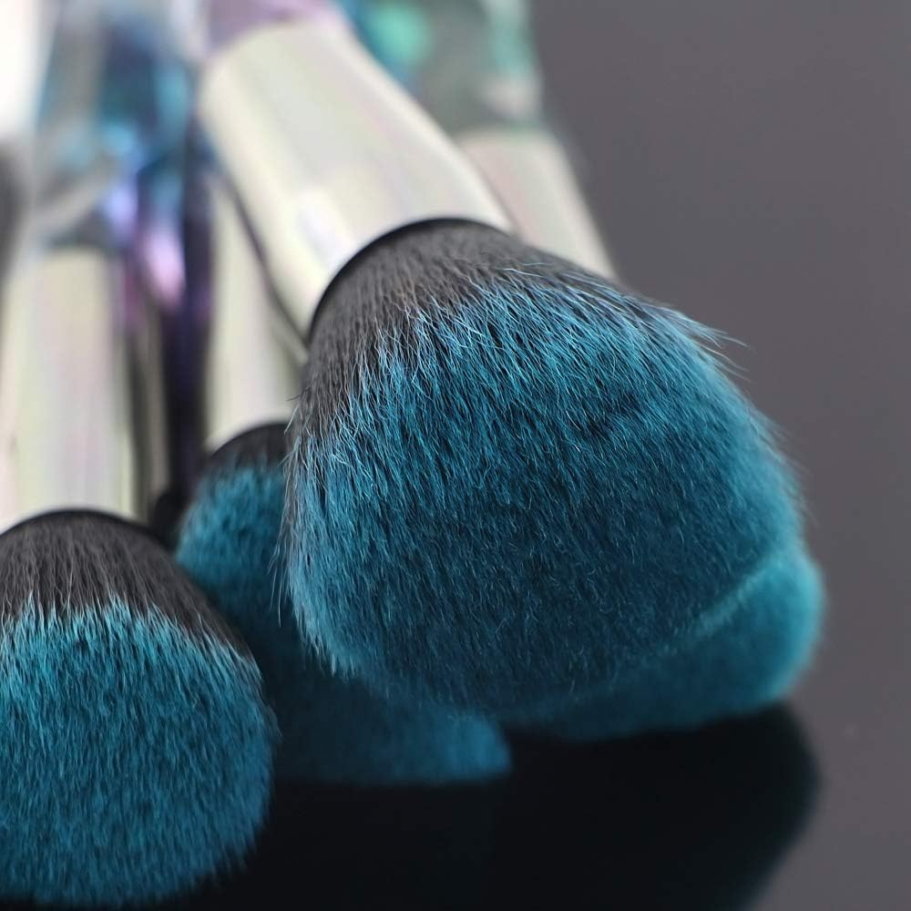Makeup Brushes, 10Pcs Professional Cosmetic Brush Set Special Shiny Foundation Face Powder Brush Eyeshadows Blending Blush Brushes Colorful Plastic Handle (Blue) - 1-Purple image number 6