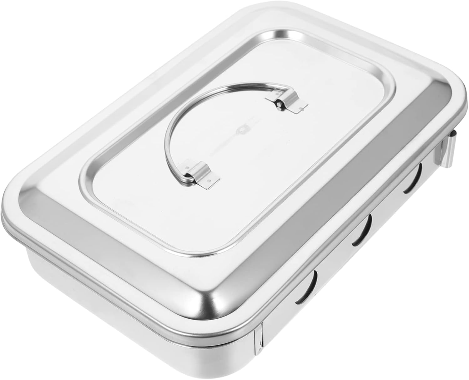 PLAFOPE Sterilization Box with Square Lid Stainless Steel Tray Compact Design High-Temperature Resistant Disinfection Tool for Makeup Tools and Instruments image number 2