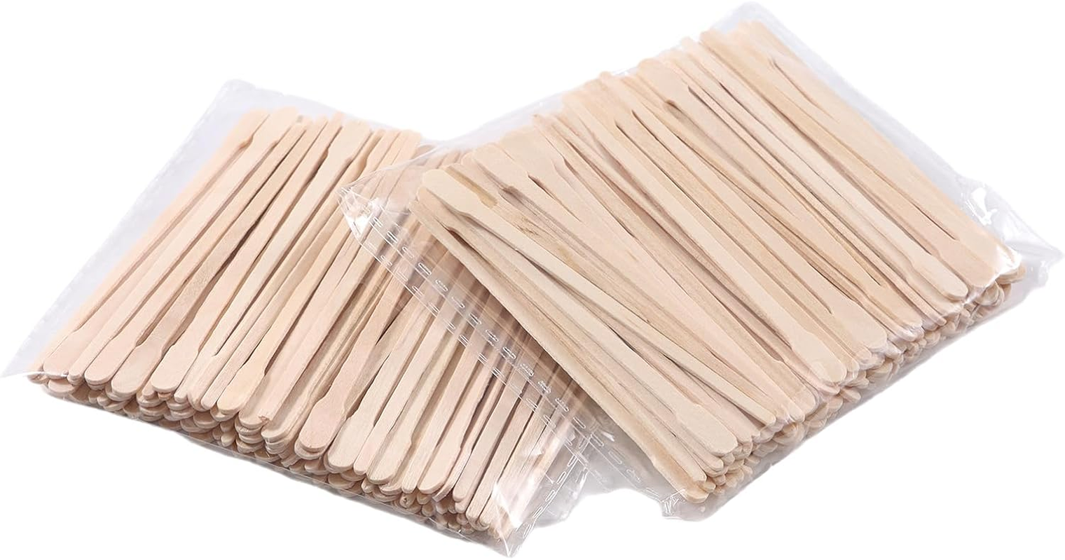 500Pcs Small Wooden Wax Sticks - for Body Legs Face and Small Sizes Eyebrow Waxing Applicator Spatulas Craft Sticks for Hair Eyebrow Removal (88Mm round Head)