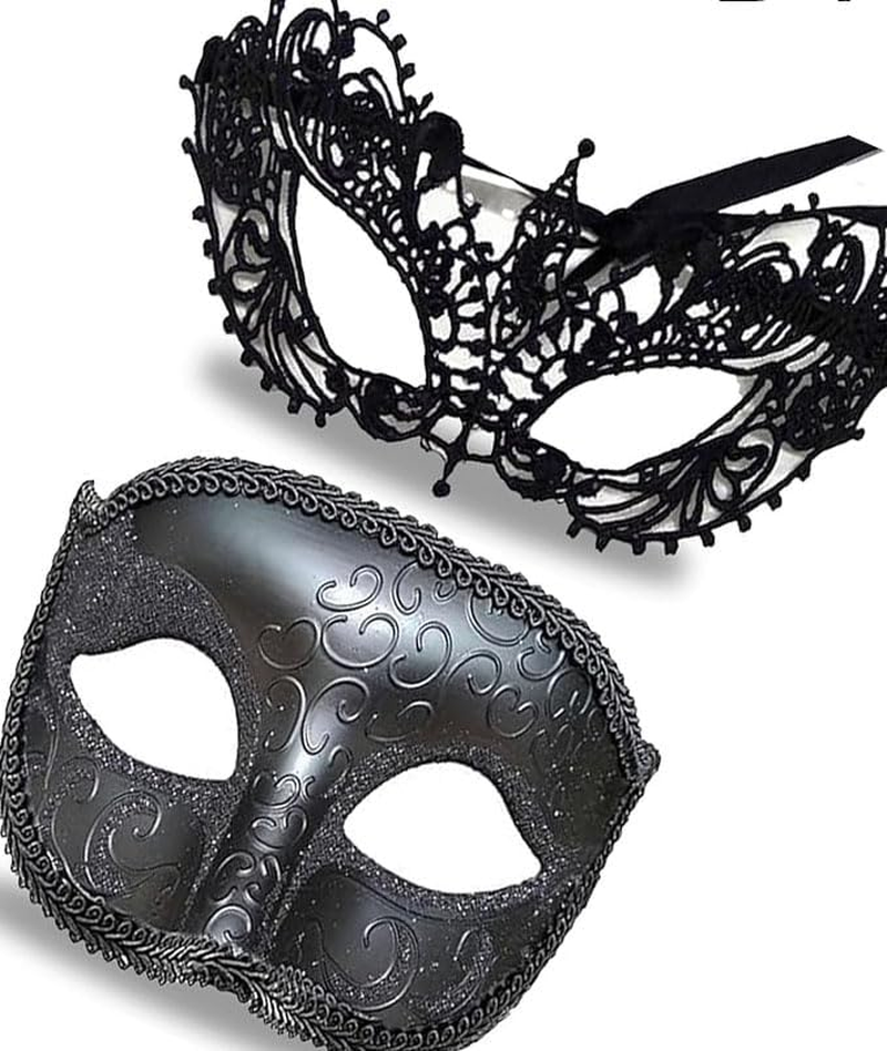 Limcryspp Couple Masquerade Ball Masks, Role-Playing Party Masks - the Perfect Matching Mask Set for Romantic Events image number 5