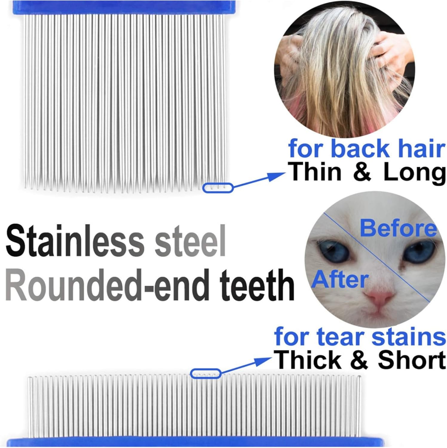 Dog Grooming Comb Pet Care Flea Comb for Cat Dog Pet Stainless Steel Comfort Flea Hair Comb Flea Tick Comb 6Pcs 1Set image number 3